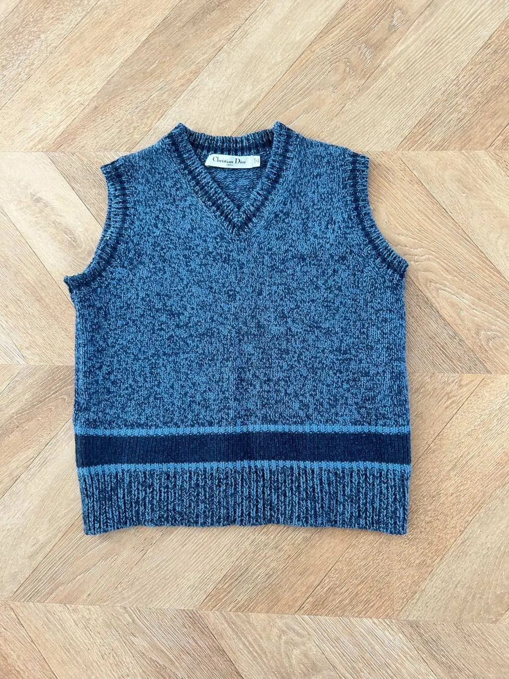 Dior Blue sleeveless sweater Blue Wool Very good - Back View