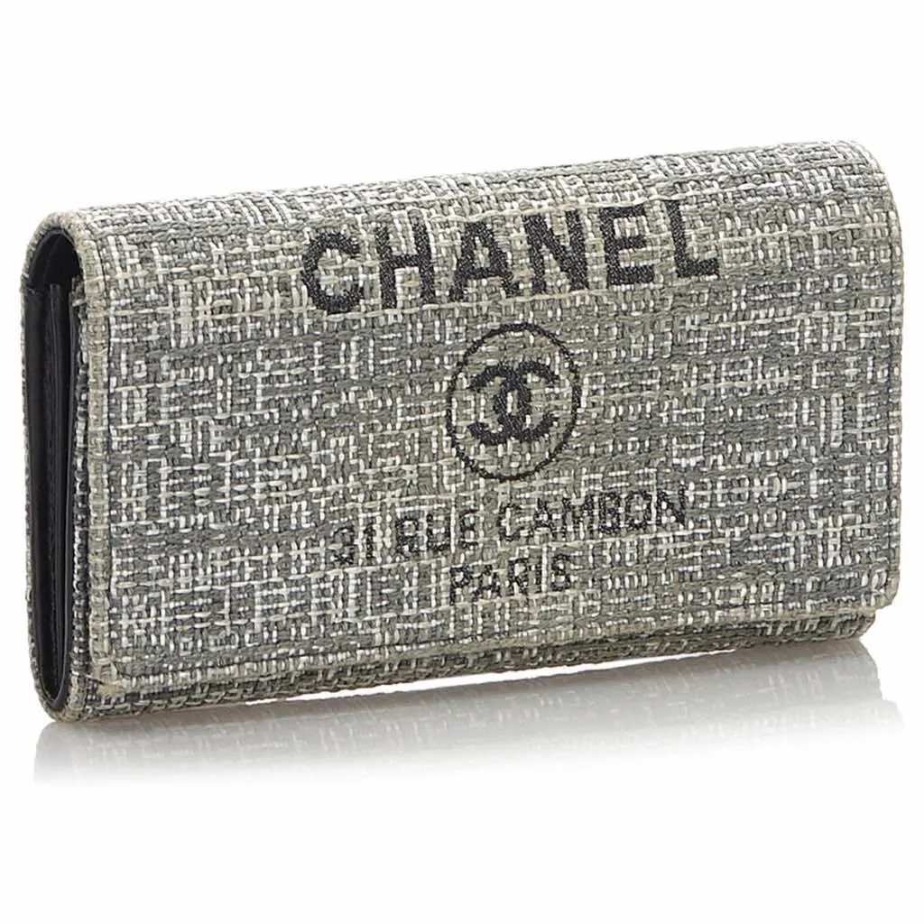 Chanel Tweed-effect velvet wallet Grey Velvet Never worn - Back View