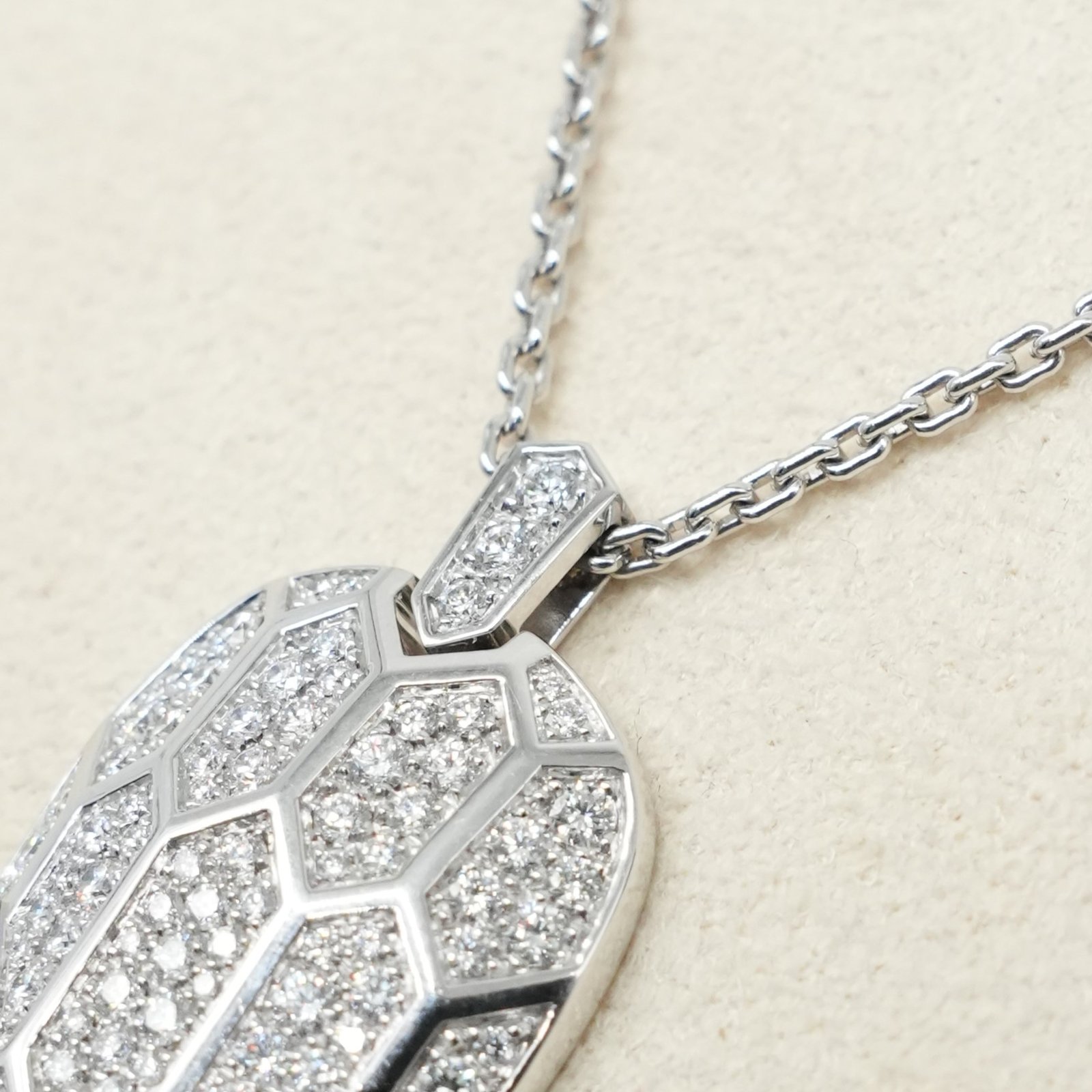 Bvlgari Serpenti Seduttori Diamond Necklace K18 White Gold - Side view