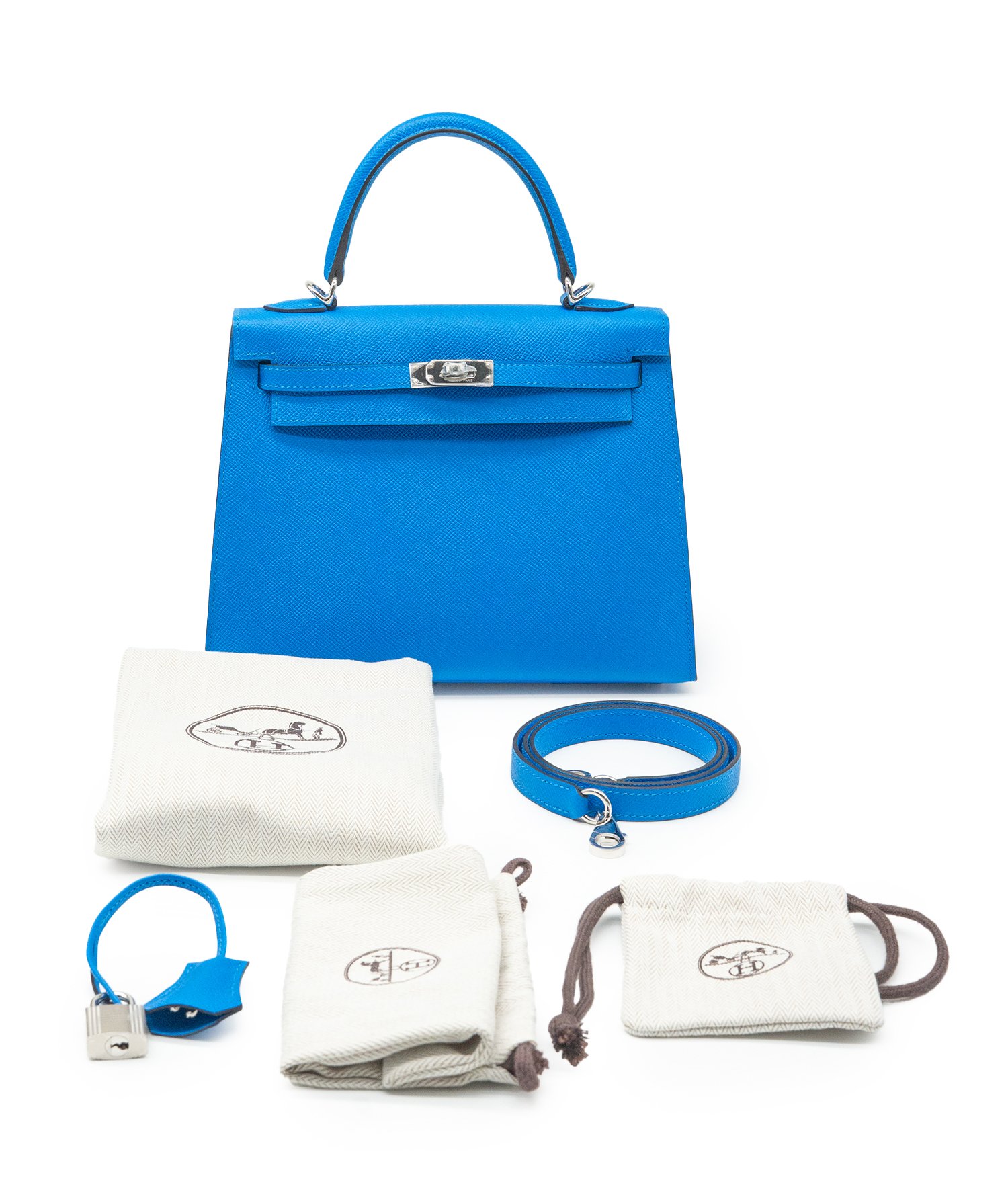 Hermès Kelly25 Epsom Blue Hydra Silver Hardware 2025 (Stamp K) - Image 11