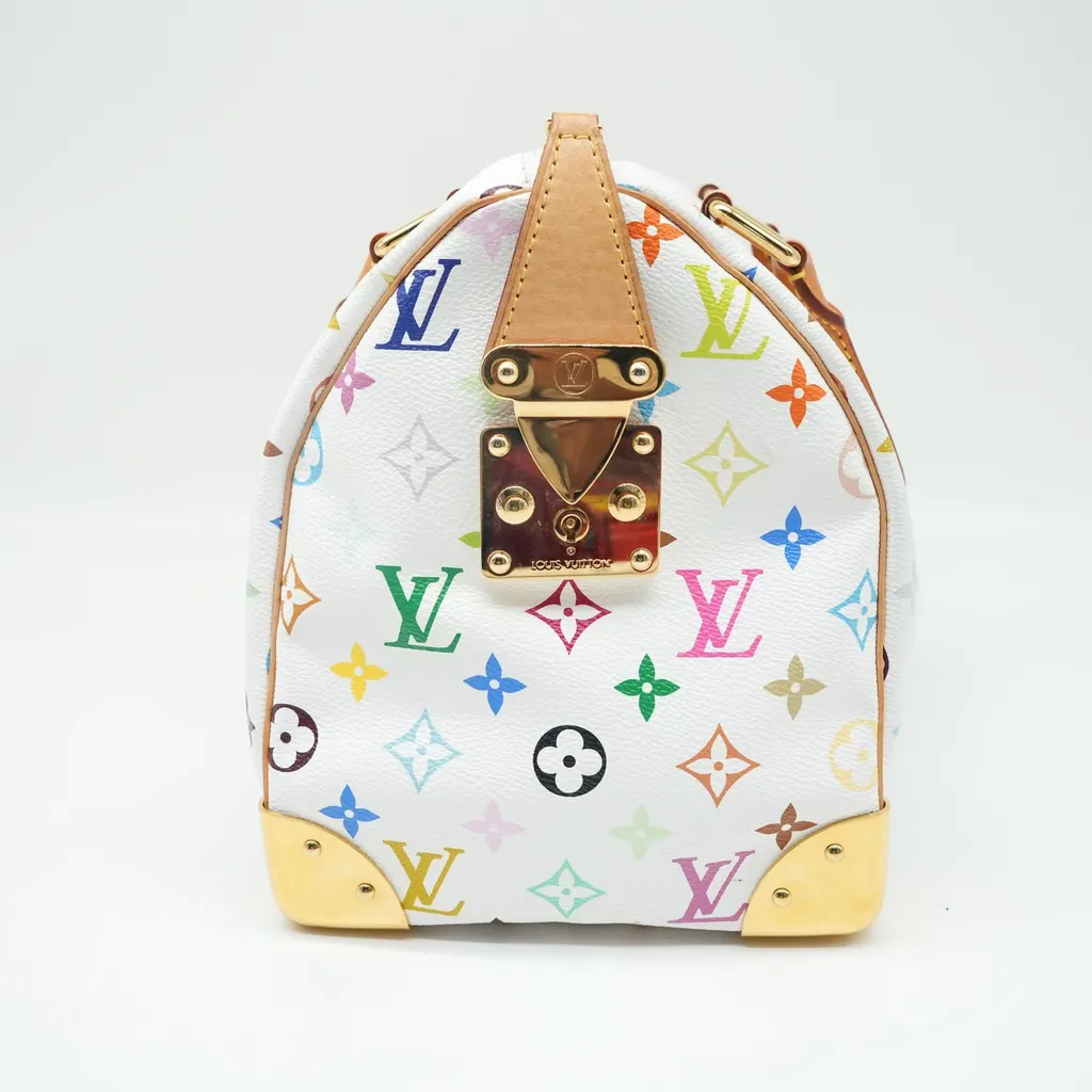 Louis Vuitton White Monogram Multicolor Canvas Speedy 30 Bag M92643 MultiColor Canvas Good - Back View