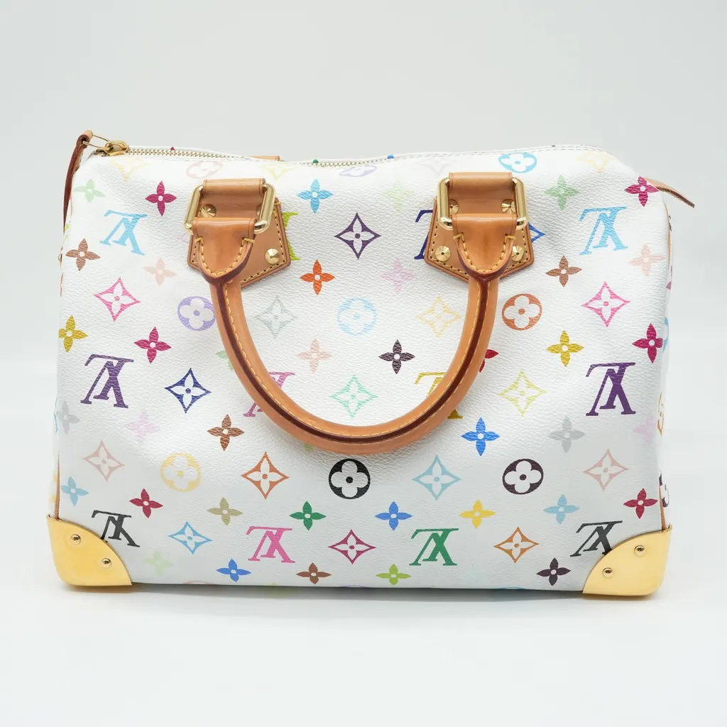 Louis Vuitton White Monogram Multicolor Canvas Speedy 30 Bag M92643 MultiColor Canvas Good - Inside View