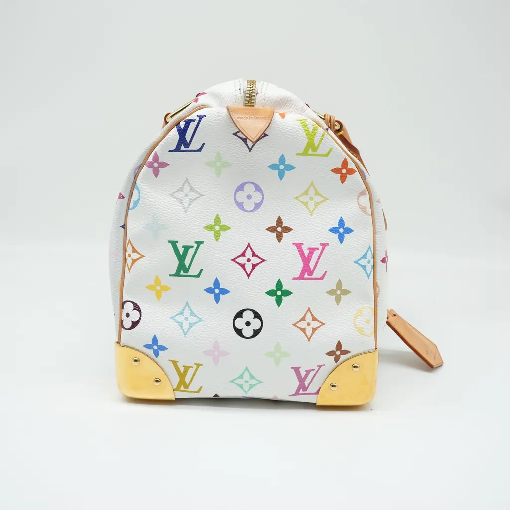 Louis Vuitton White Monogram Multicolor Canvas Speedy 30 Bag M92643 MultiColor Canvas Good - Model View