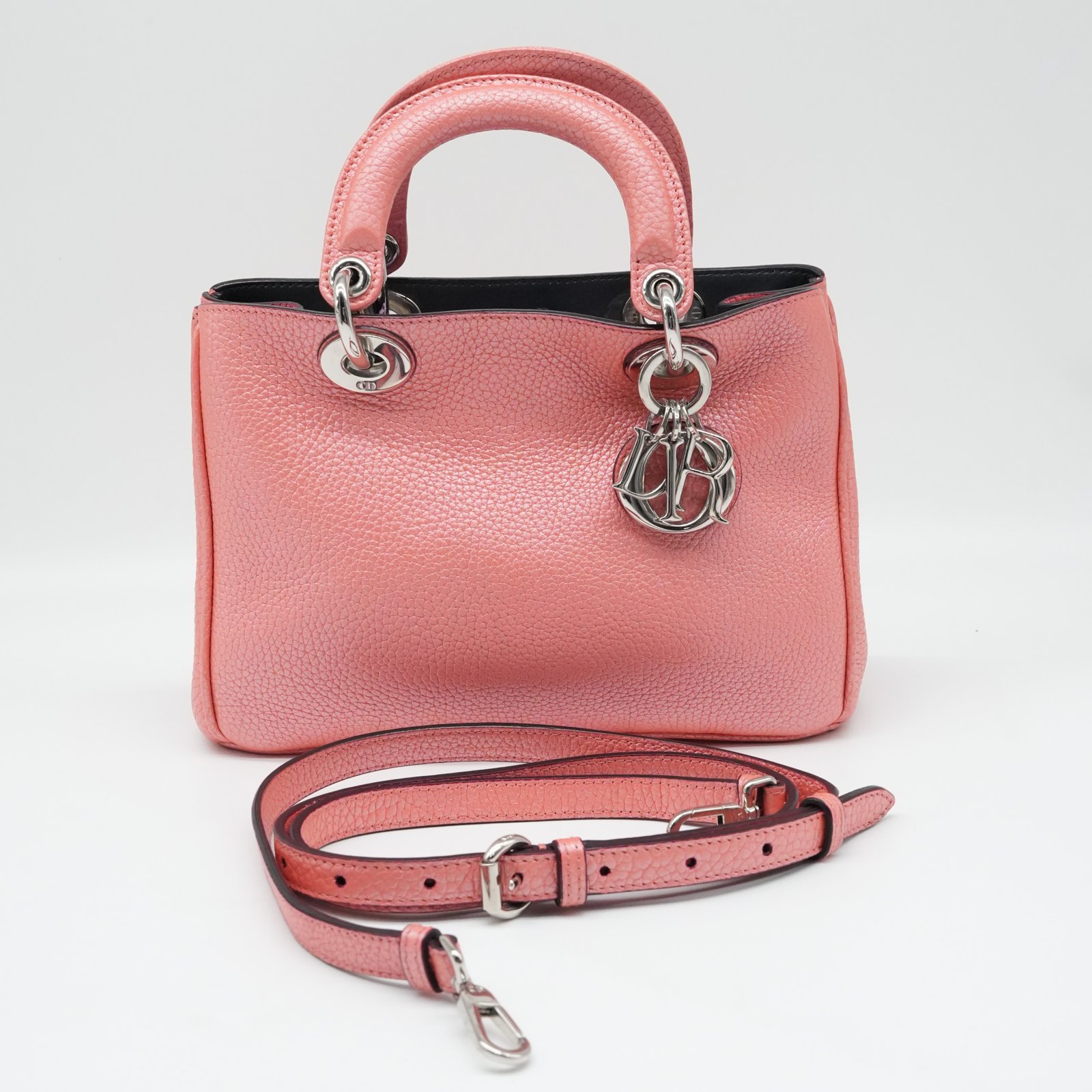 Christian Dior Pink Leather Small Diorissimo Shopper Tote - Image 13
