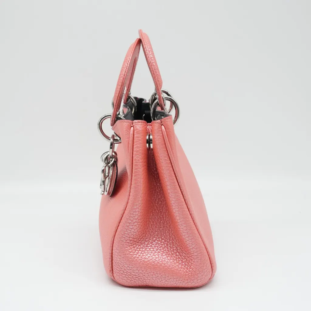 Dior Pink Leather Small Diorissimo Shopper Tote Pink Leather Good - Back View