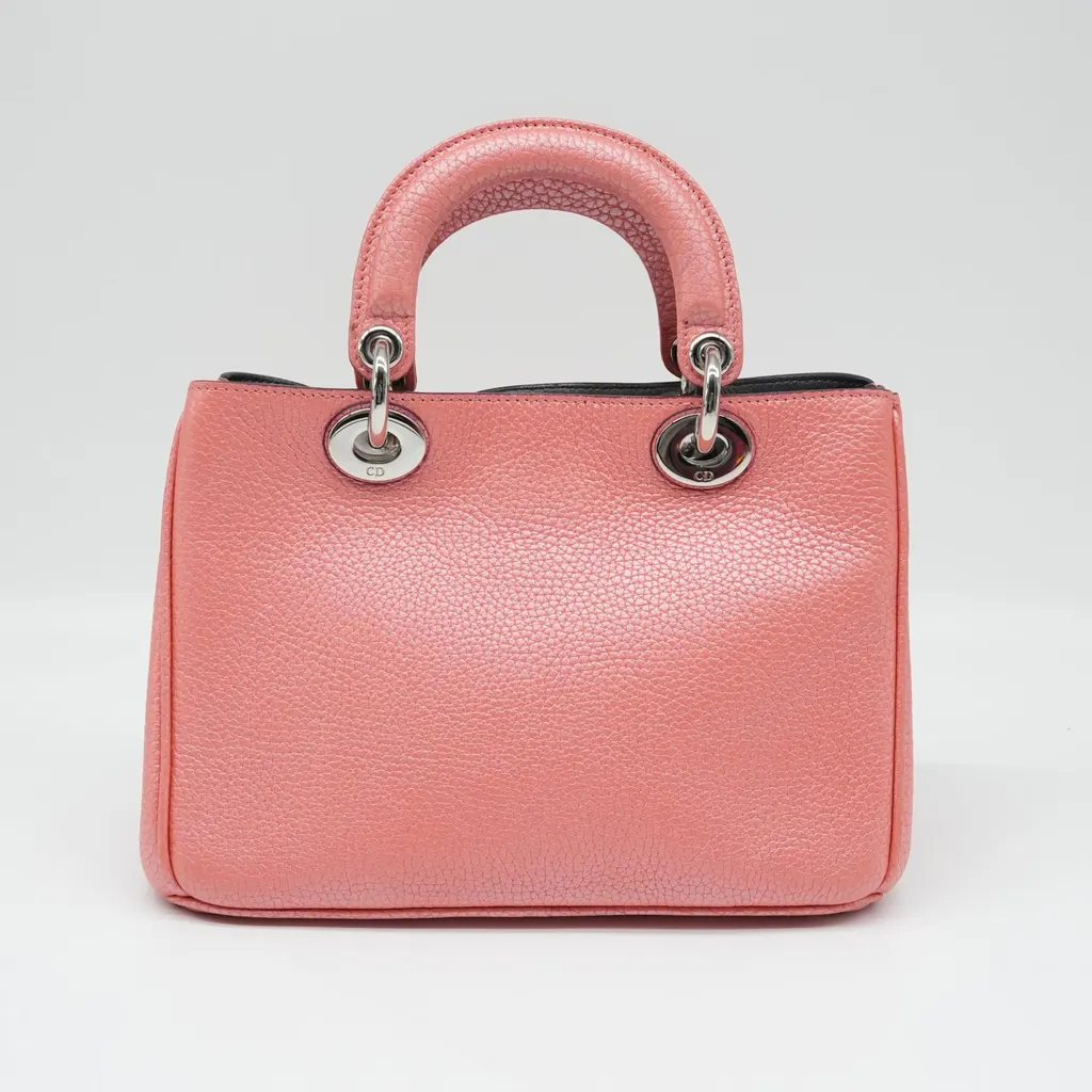 Dior Pink Leather Small Diorissimo Shopper Tote Pink Leather Good - Inside View