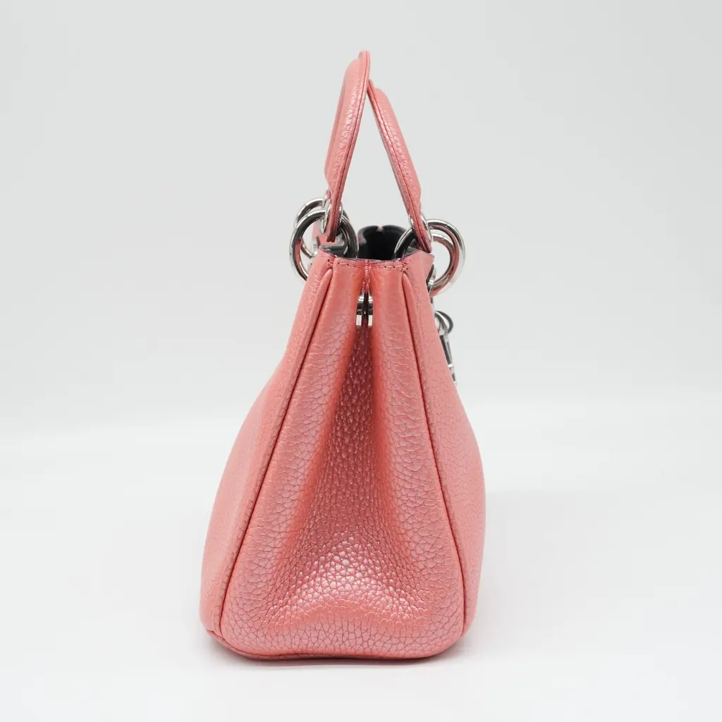 Dior Pink Leather Small Diorissimo Shopper Tote Pink Leather Good - Model View