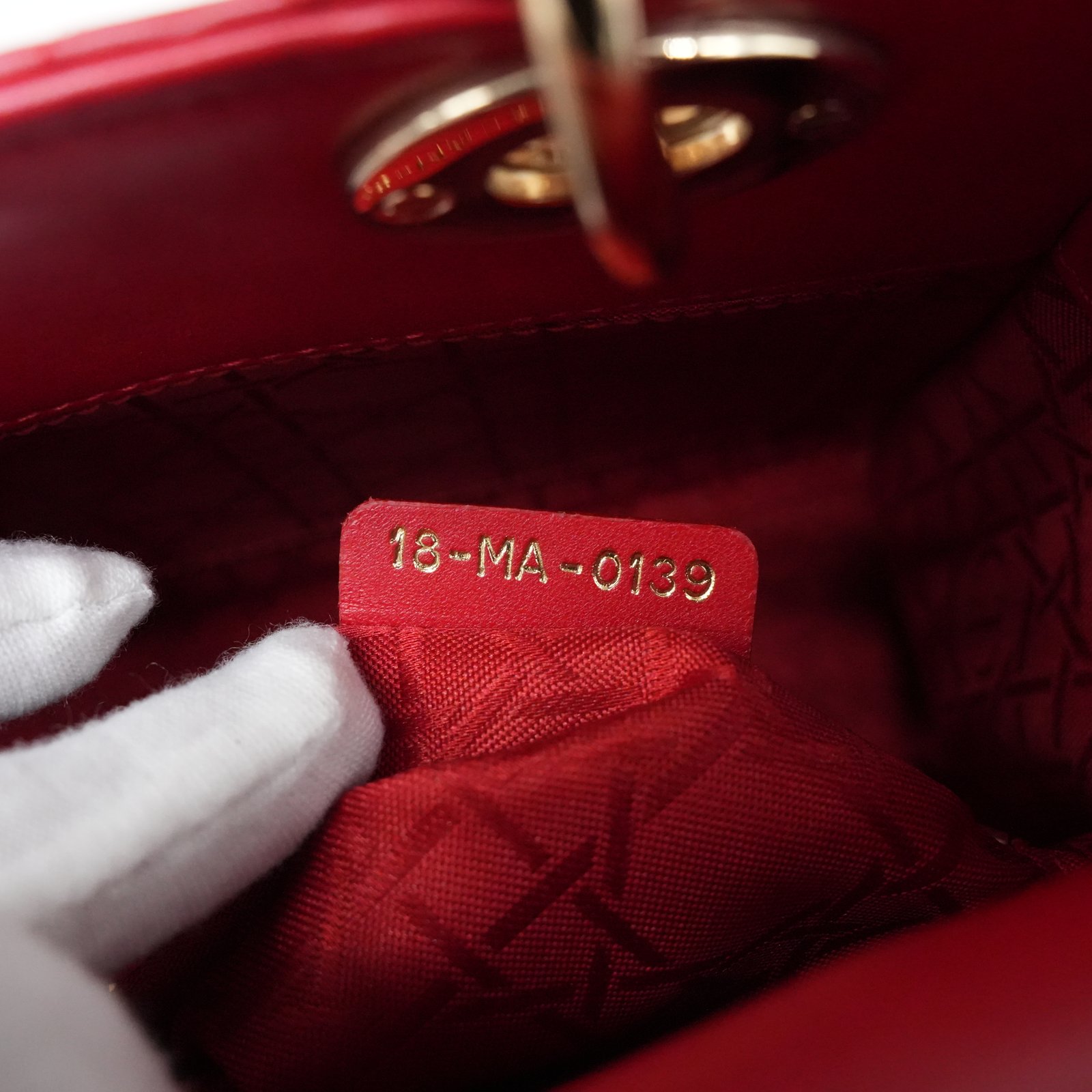 Christian Dior Christian Dior Red Color Small Lady Dior Lambskin Leather Satchel Bag - Image 13