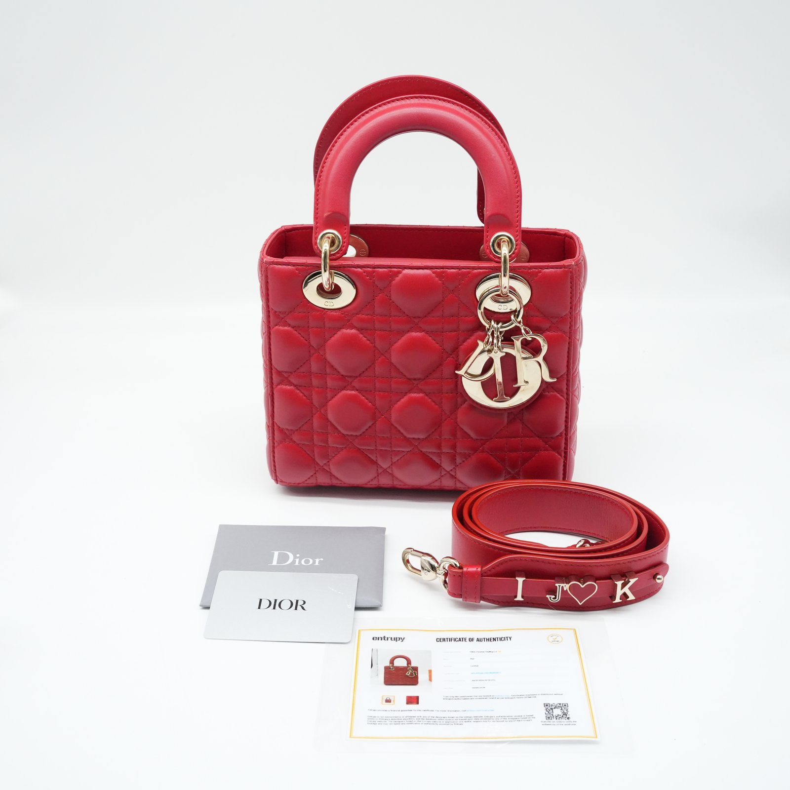 Christian Dior Christian Dior Red Color Small Lady Dior Lambskin Leather Satchel Bag - Image 16