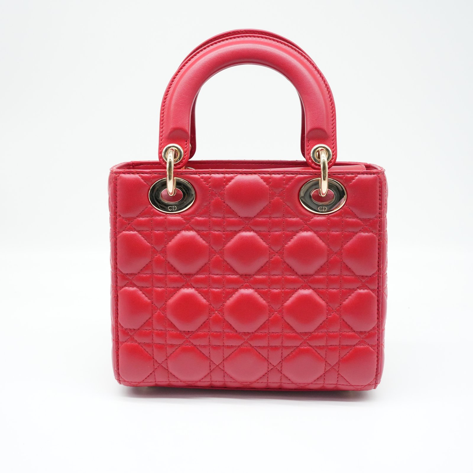 Christian Dior Christian Dior Red Color Small Lady Dior Lambskin Leather Satchel Bag - Image 6