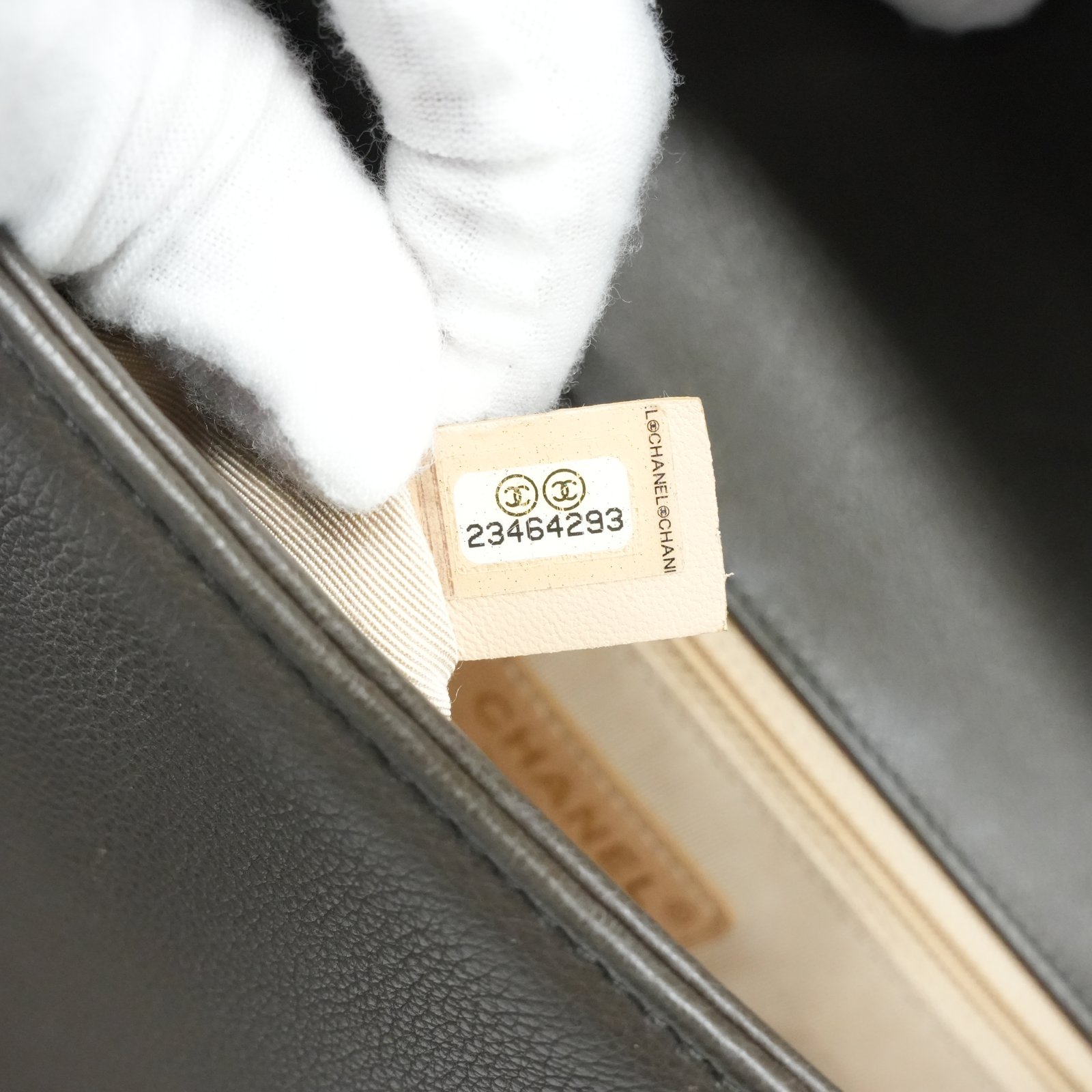 Chanel Grained Calfskin Quilted Medium Label Click Flap Bag Khaki - Image 13