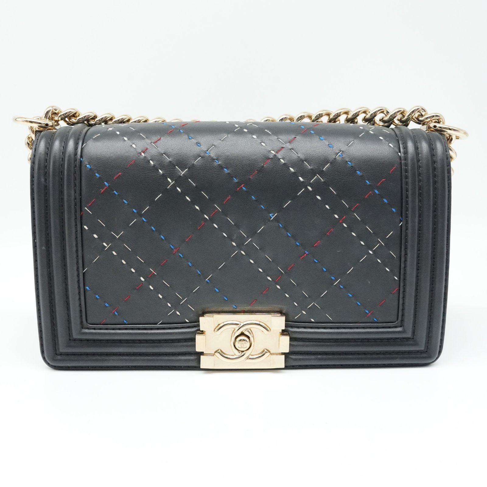 Chanel Boy Bag Black Medium tricolor - Back view