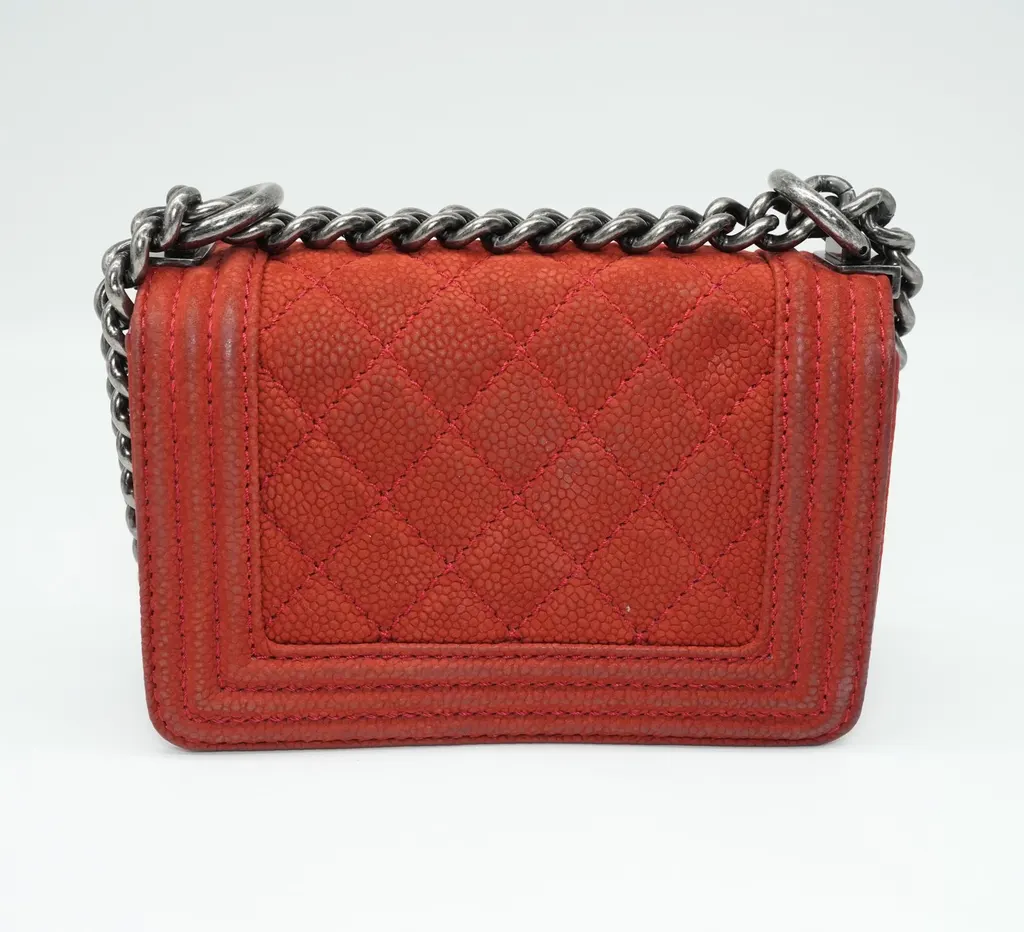 Chanel Red Le Boy Mini Canvas Shoulder Bag Red Canvas Fair - Inside View