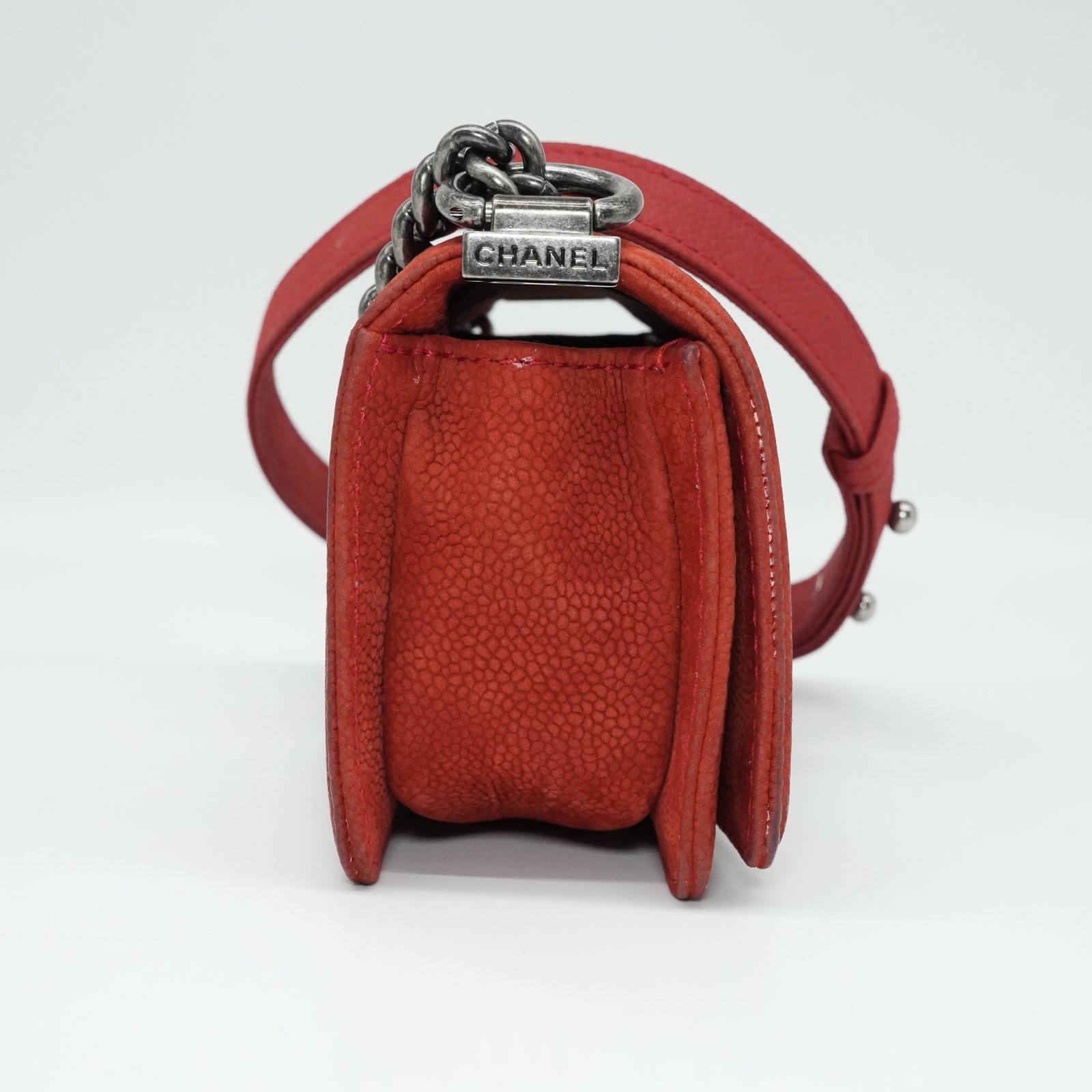Chanel Red Le Boy Mini Canvas Shoulder Bag - 4