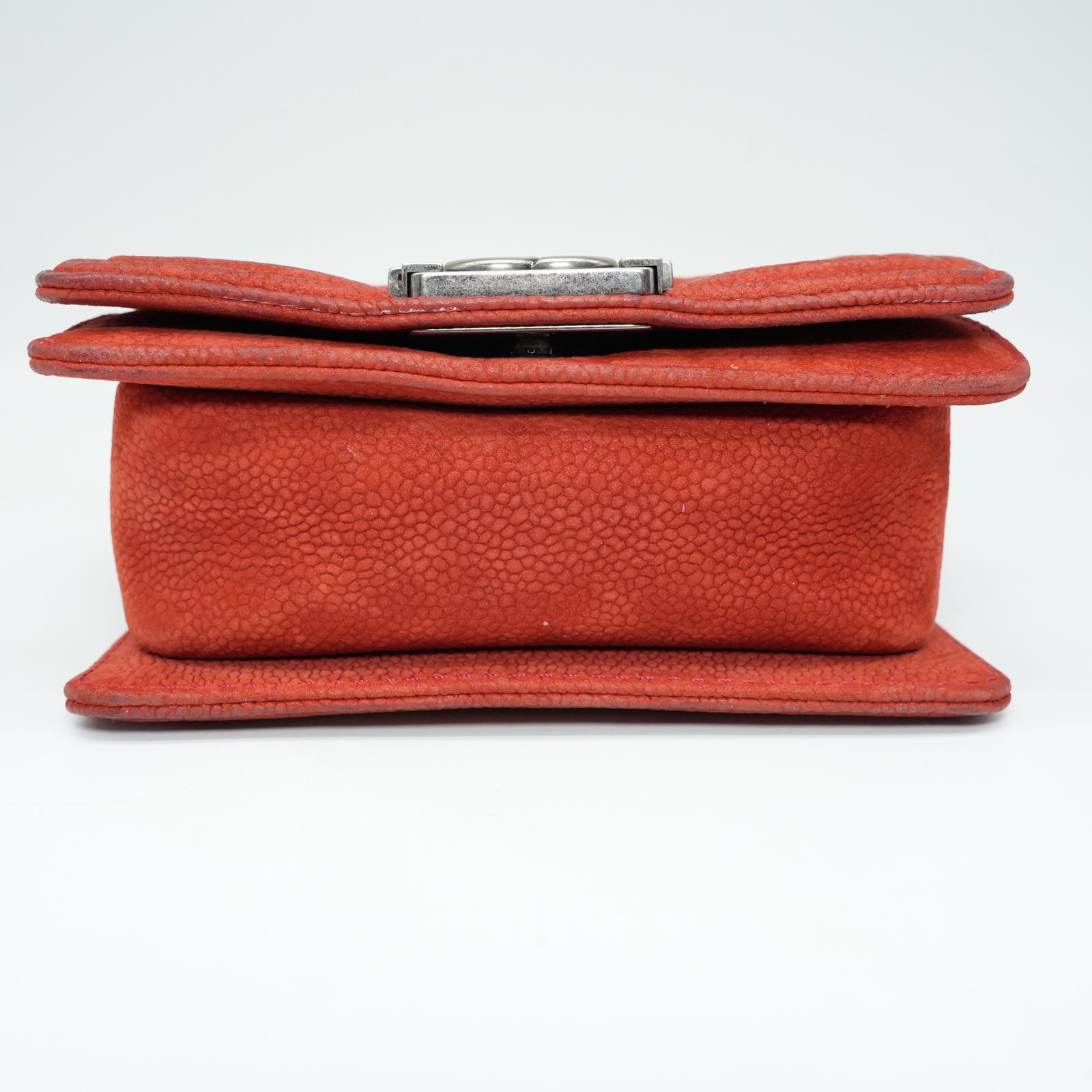 Chanel Red Le Boy Mini Canvas Shoulder Bag - Side view