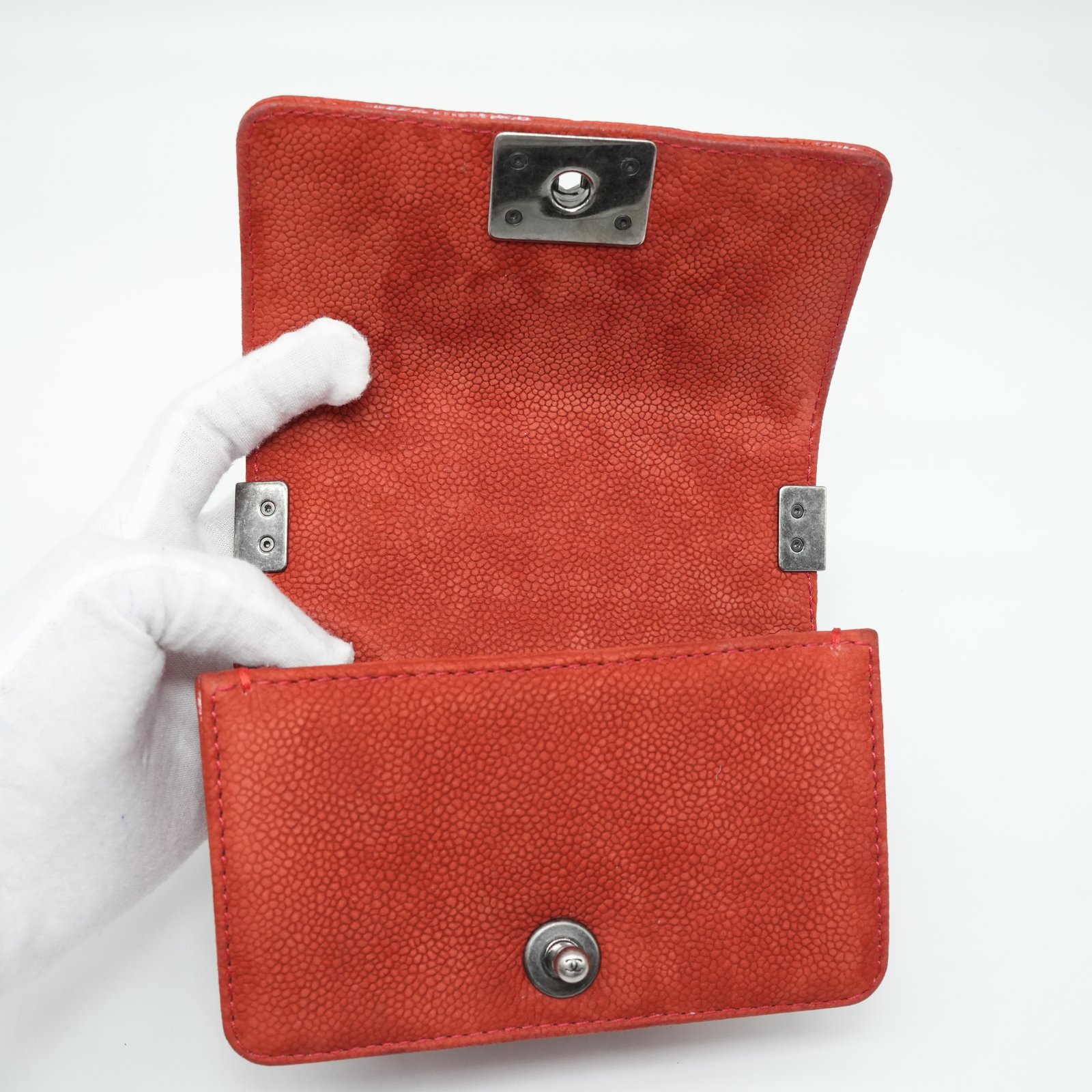 Chanel Red Le Boy Mini Canvas Shoulder Bag - Detail 1