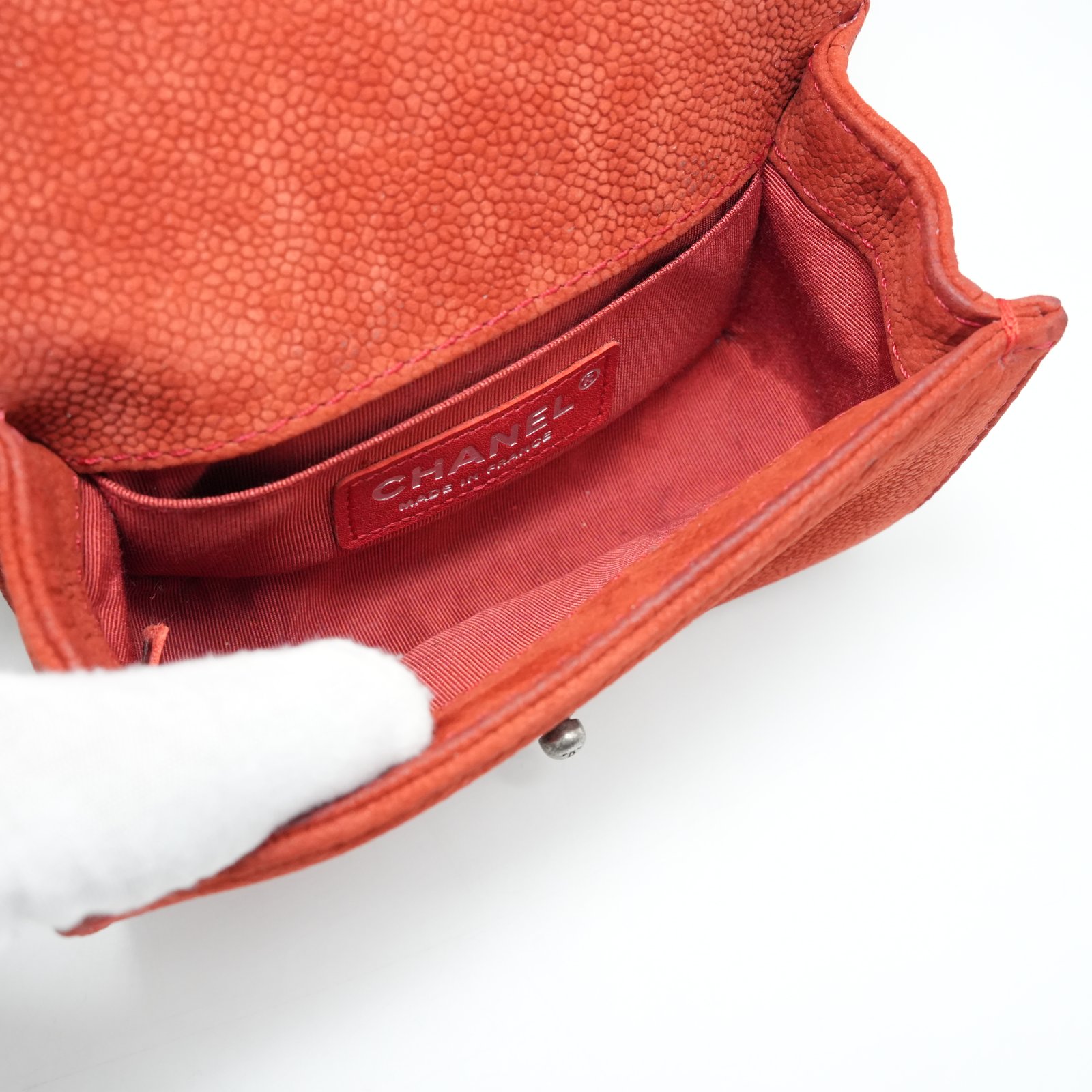 Chanel Red Le Boy Mini Canvas Shoulder Bag - Detail 2