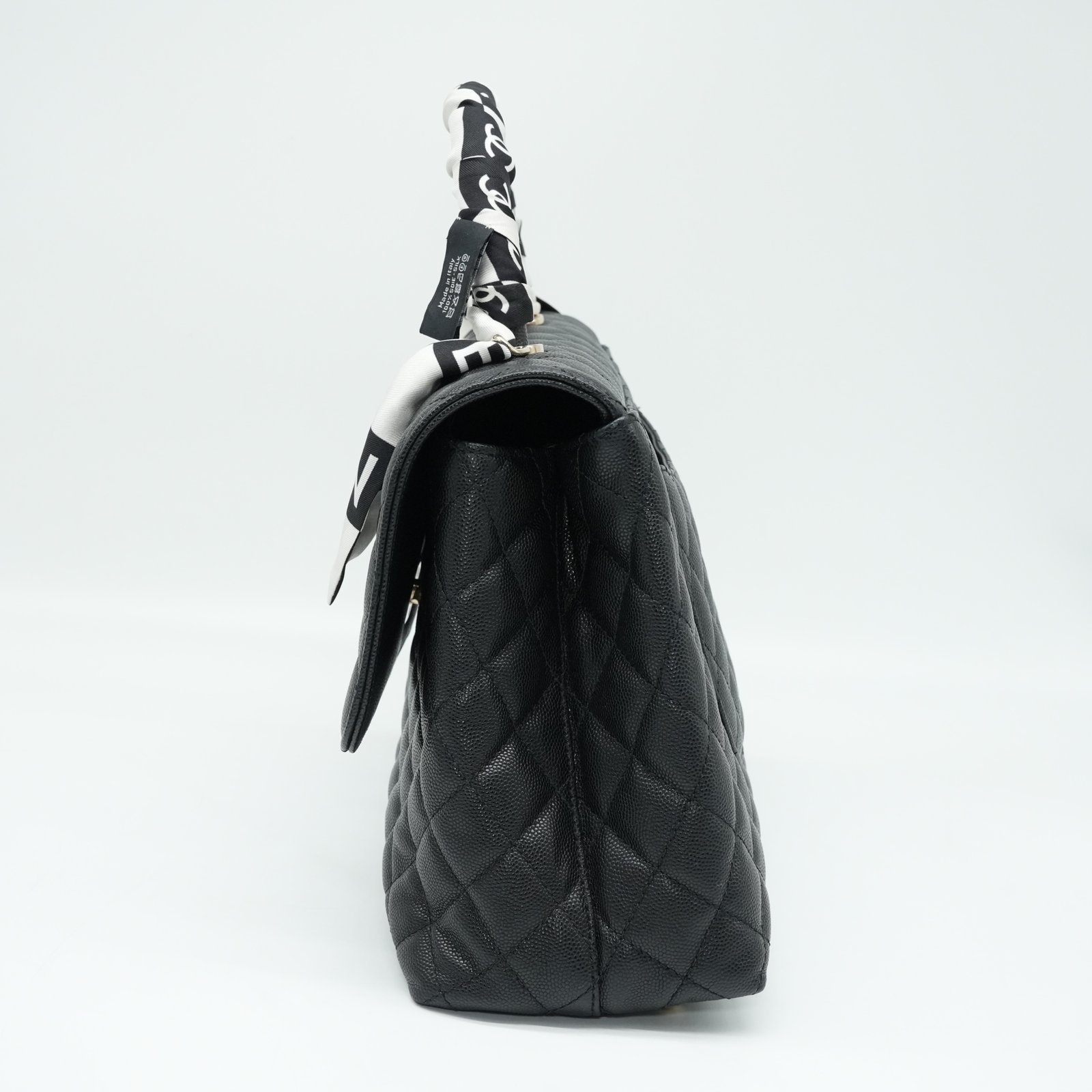 Chanel Flap Bag Top Handle Grained Caviar Noir - Back view