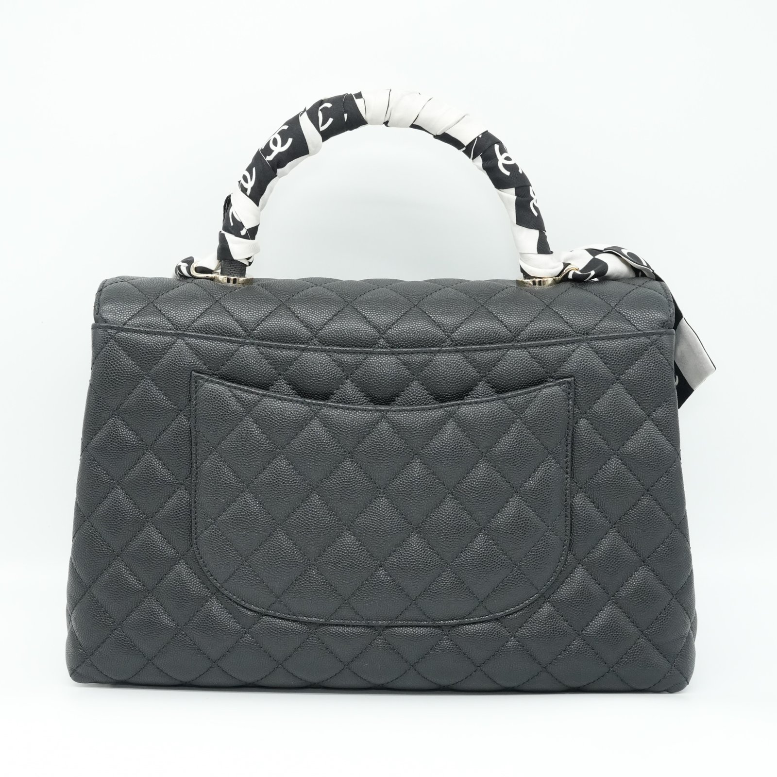 Chanel Flap Bag Top Handle Grained Caviar Noir - Image 6