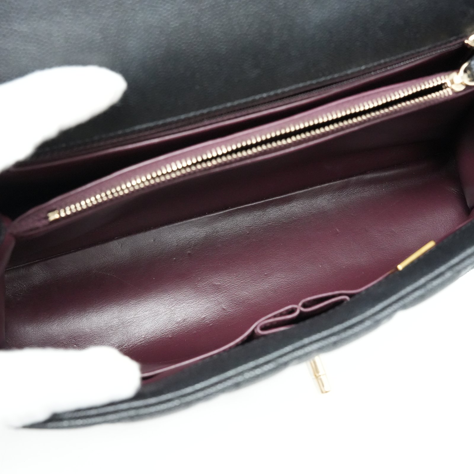 Chanel Flap Bag Top Handle Grained Caviar Noir - Image 10