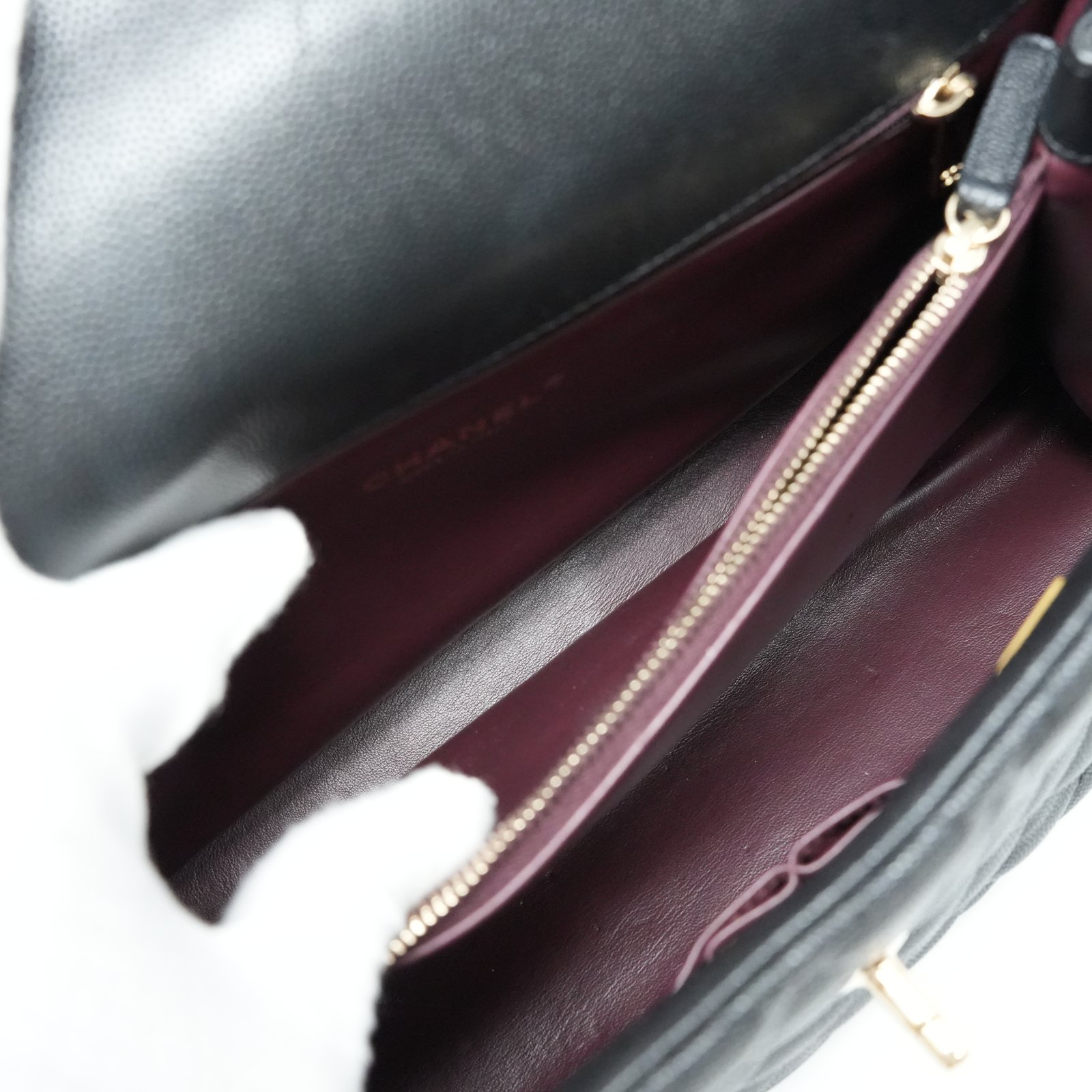 Chanel Flap Bag Top Handle Grained Caviar Noir - Image 12