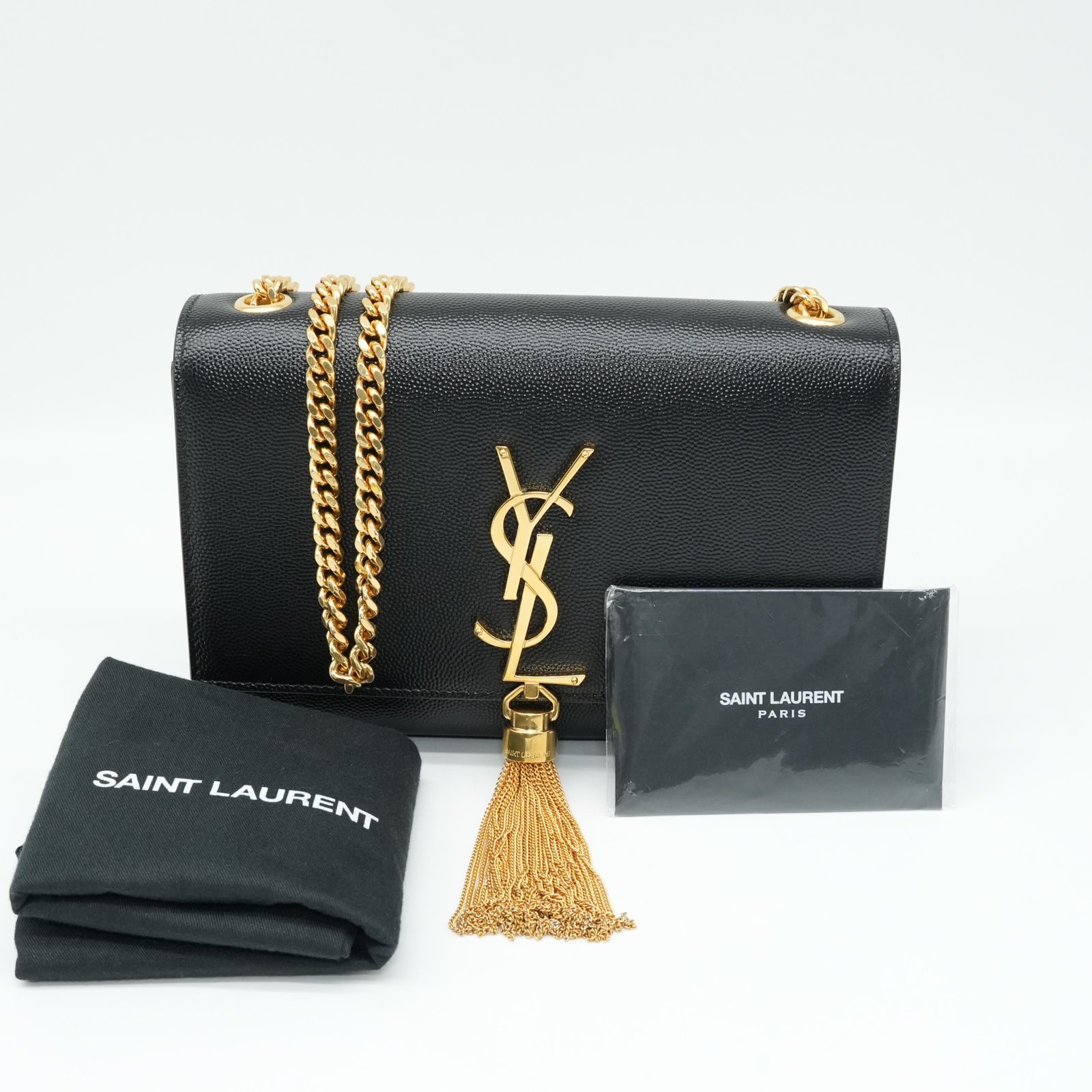 Yves Saint Laurent Black Leather Kate Small Tassel Wallet Chain Bag - Image 14