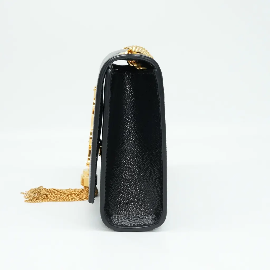 Yves Saint Laurent Black Leather Kate Small Tassel Wallet Chain Bag Black Good - Back View