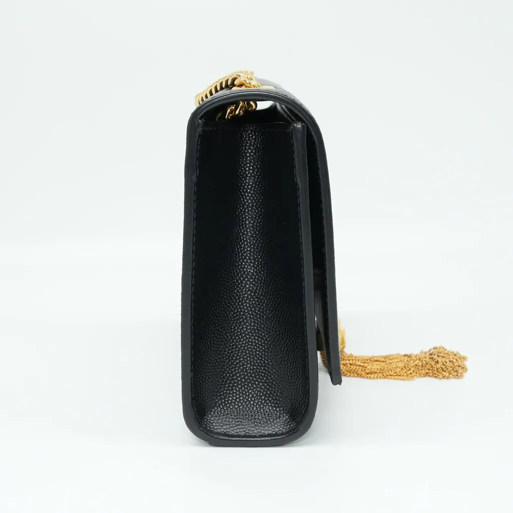 Yves Saint Laurent Black Leather Kate Small Tassel Wallet Chain Bag Black Good - Model View