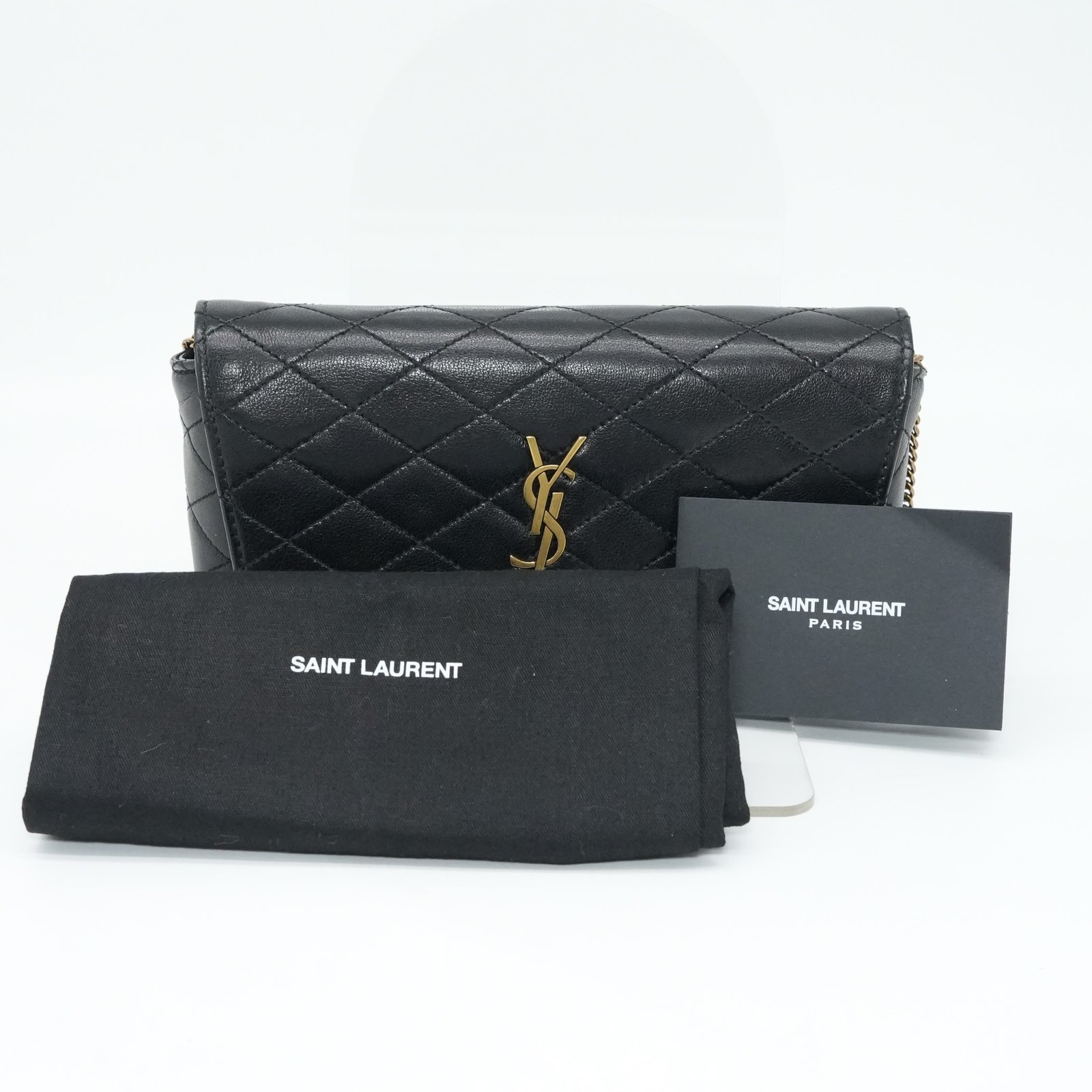 Yves Saint Laurent Gaby Phone Holder Crossbody Bag in Quilted Smooth Leather - Image 14