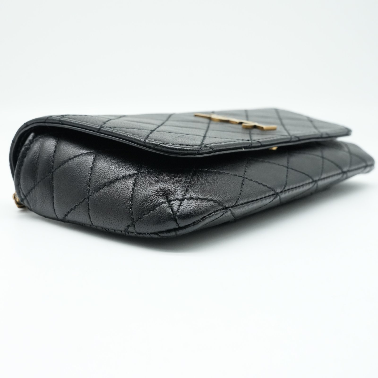 Yves Saint Laurent Gaby Phone Holder Crossbody Bag in Quilted Smooth Leather - Side view