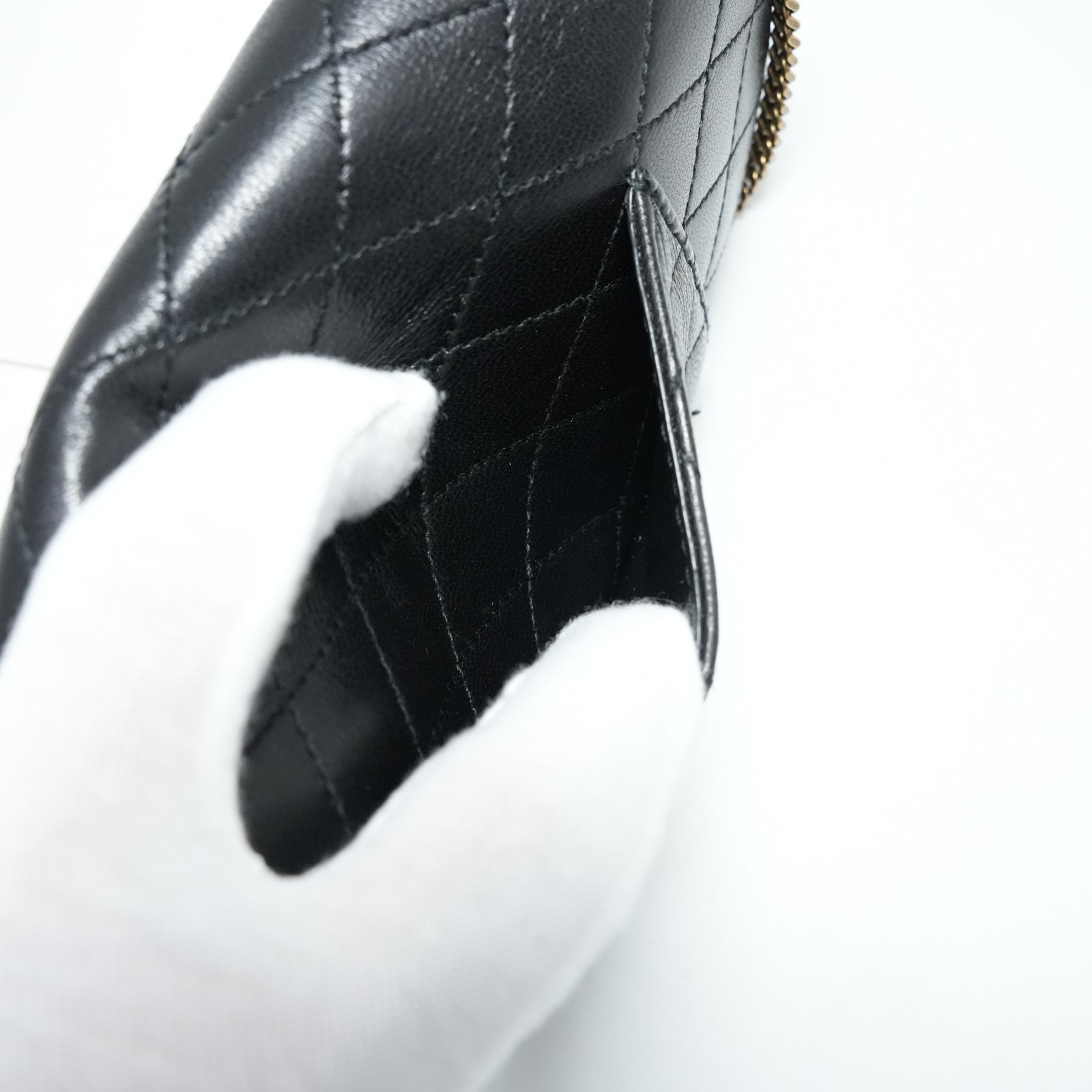 Yves Saint Laurent Gaby Phone Holder Crossbody Bag in Quilted Smooth Leather - Image 12