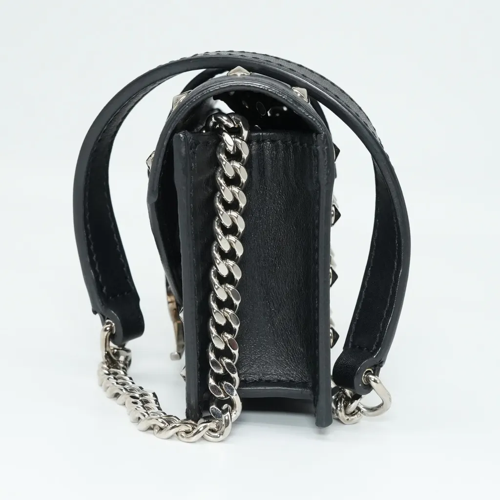 Yves Saint Laurent Calfskin Studded Mini Bag Black Good - Back View
