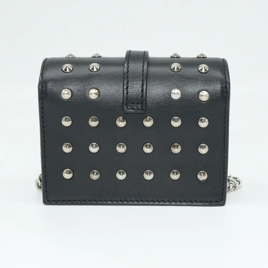 Yves Saint Laurent Calfskin Studded Mini Bag Black Good - Inside View