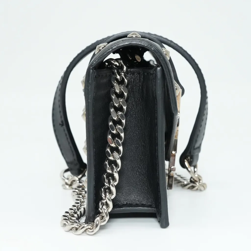 Yves Saint Laurent Calfskin Studded Mini Bag Black Good - Model View