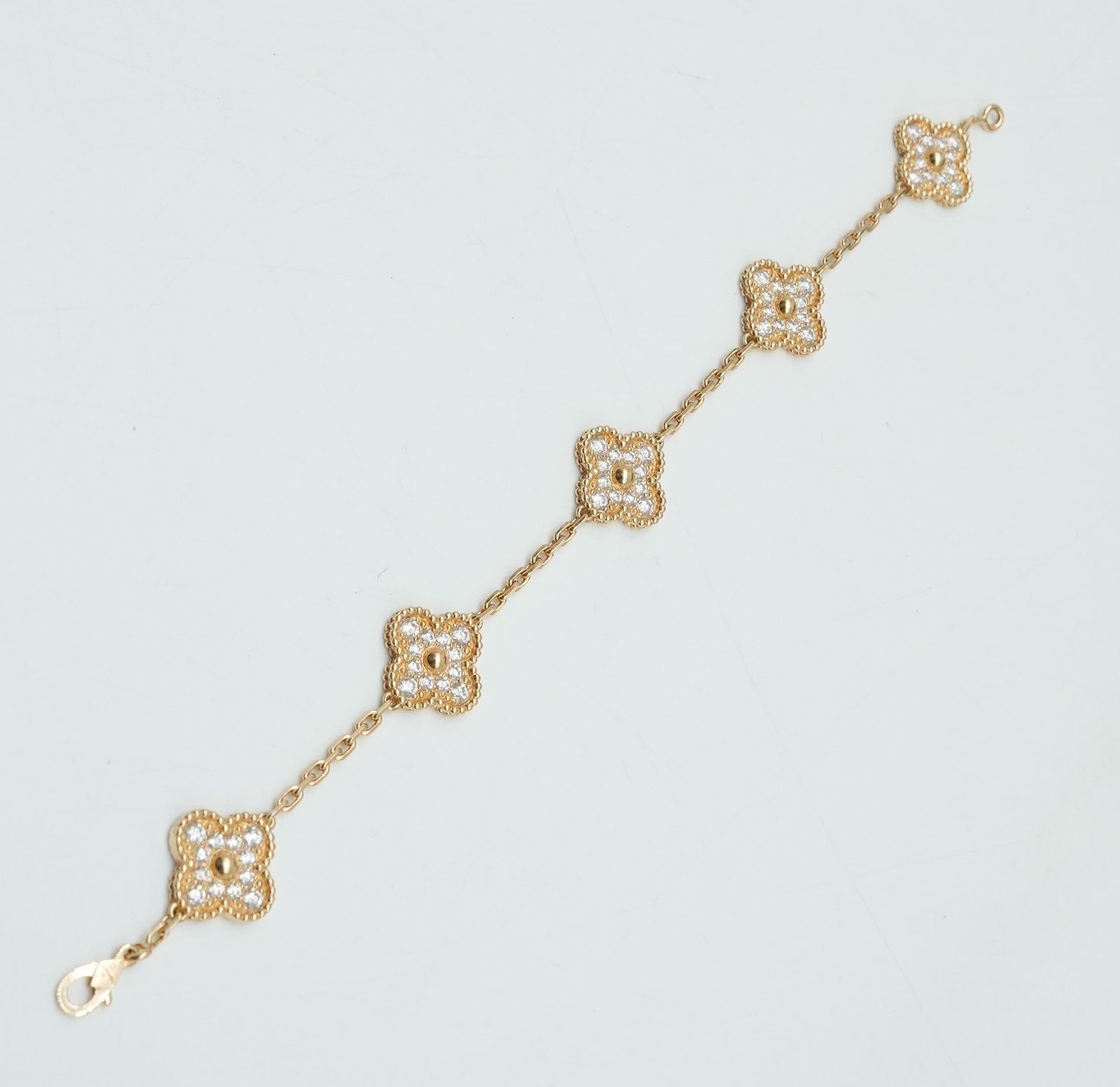 Van Cleef & Arpels  Vintage Alhambra bracelet, 5 motifs with Diamonds - Image 6