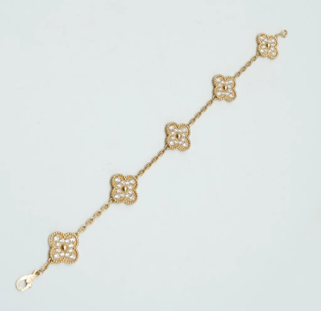 Van Cleef & Arpels  Vintage Alhambra bracelet, 5 motifs with Diamonds Gold Gold Good - Inside View