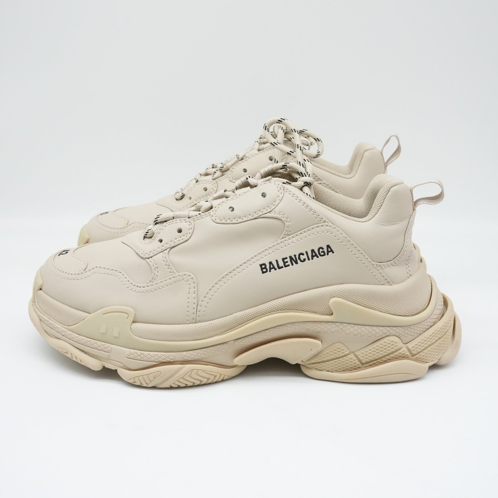 Balenciaga Cream Faux Leather Triple S Sneakers Size 42 - 4