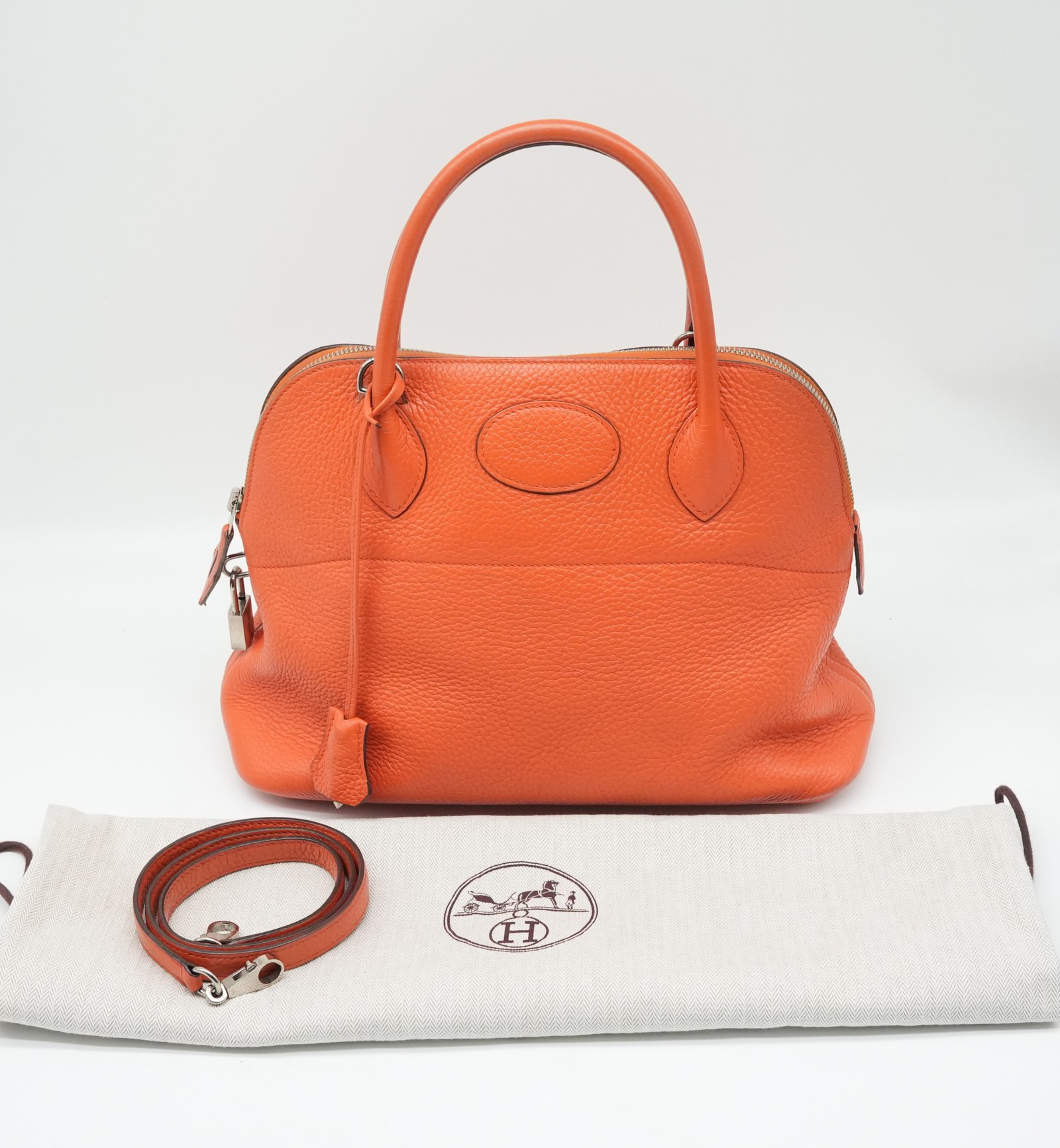 Hermès Bolide 31 Handbag In Potiron Orange Clemence Leather - Image 21