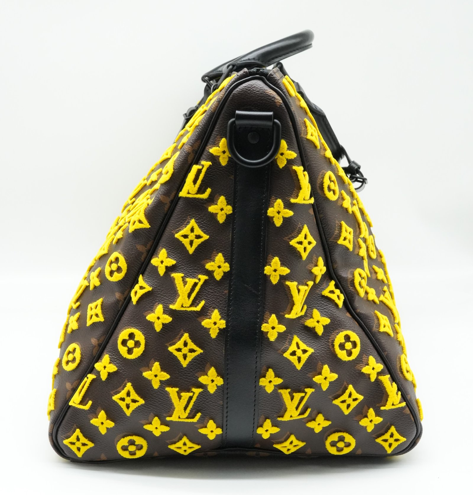 Louis Vuitton Keepall 50 Triangle Yellow Noire Monogram Tuffetage Duffle Bag M45069 - Back view
