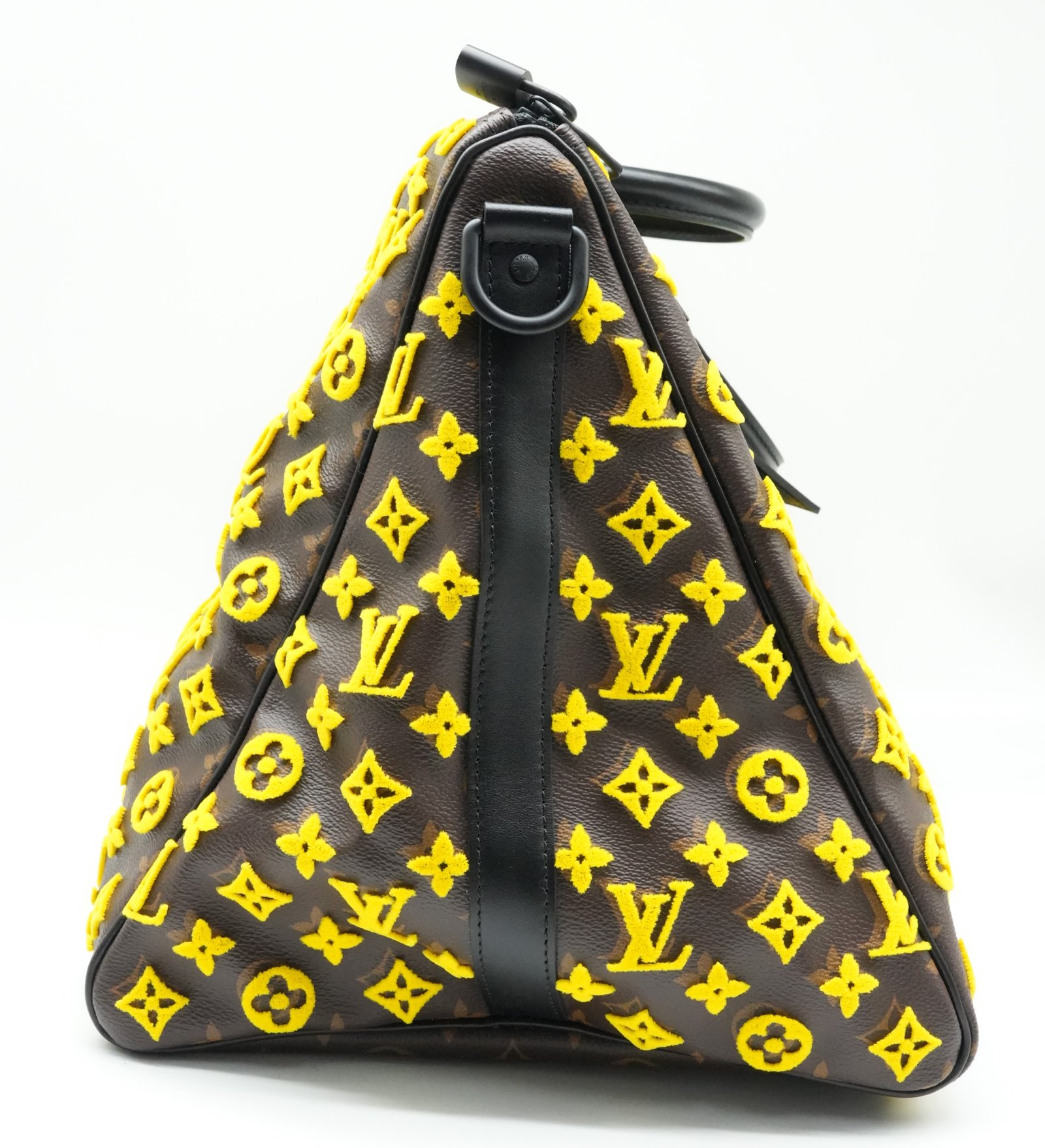 Louis Vuitton Keepall 50 Triangle Yellow Noire Monogram Tuffetage Duffle Bag M45069 - 4