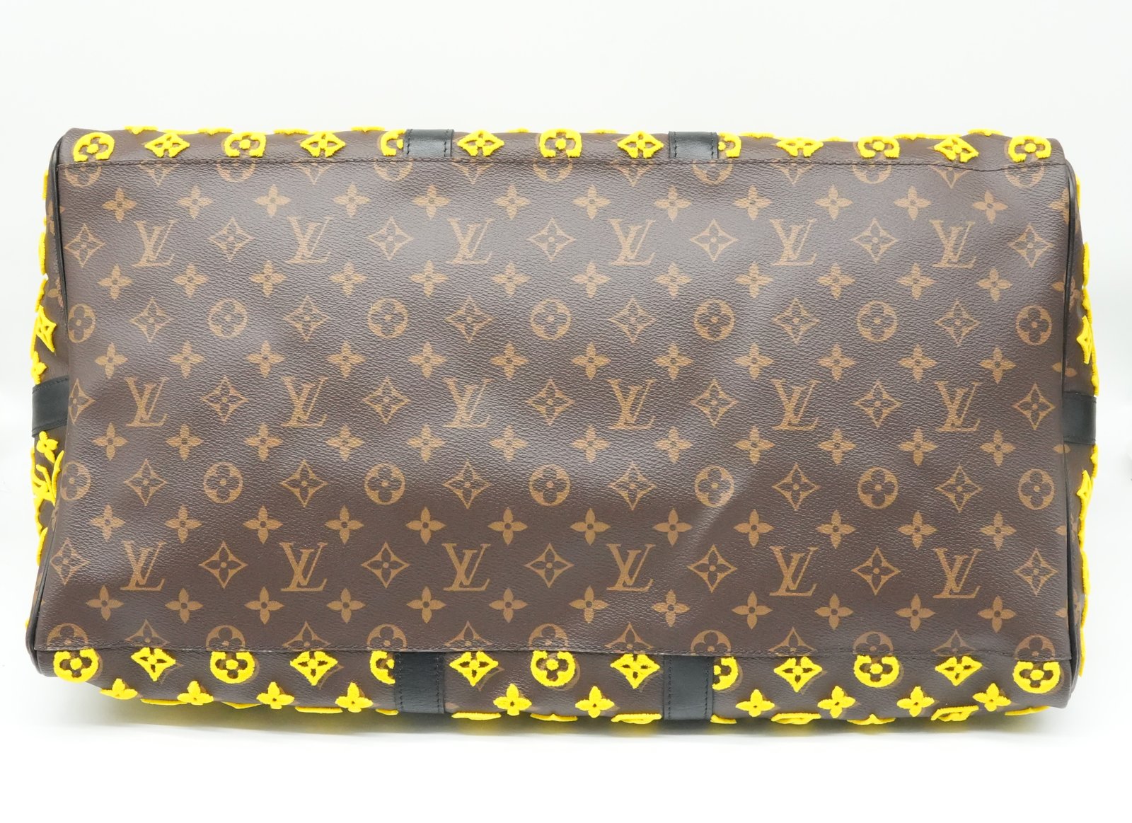 Louis Vuitton Keepall 50 Triangle Yellow Noire Monogram Tuffetage Duffle Bag M45069 - Side view