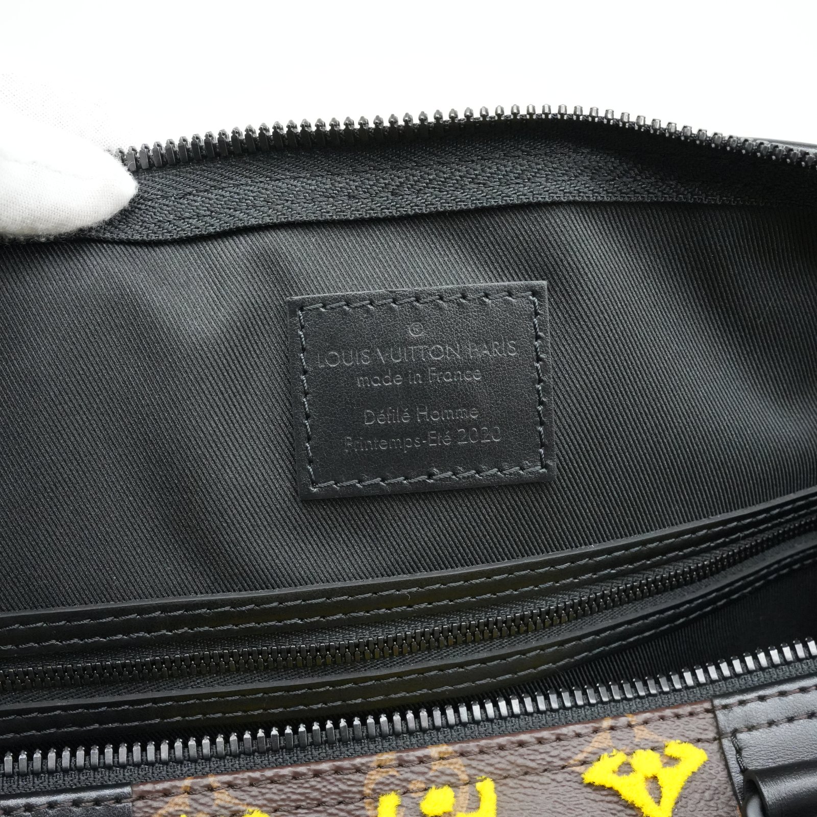 Louis Vuitton Keepall 50 Triangle Yellow Noire Monogram Tuffetage Duffle Bag M45069 - Image 12