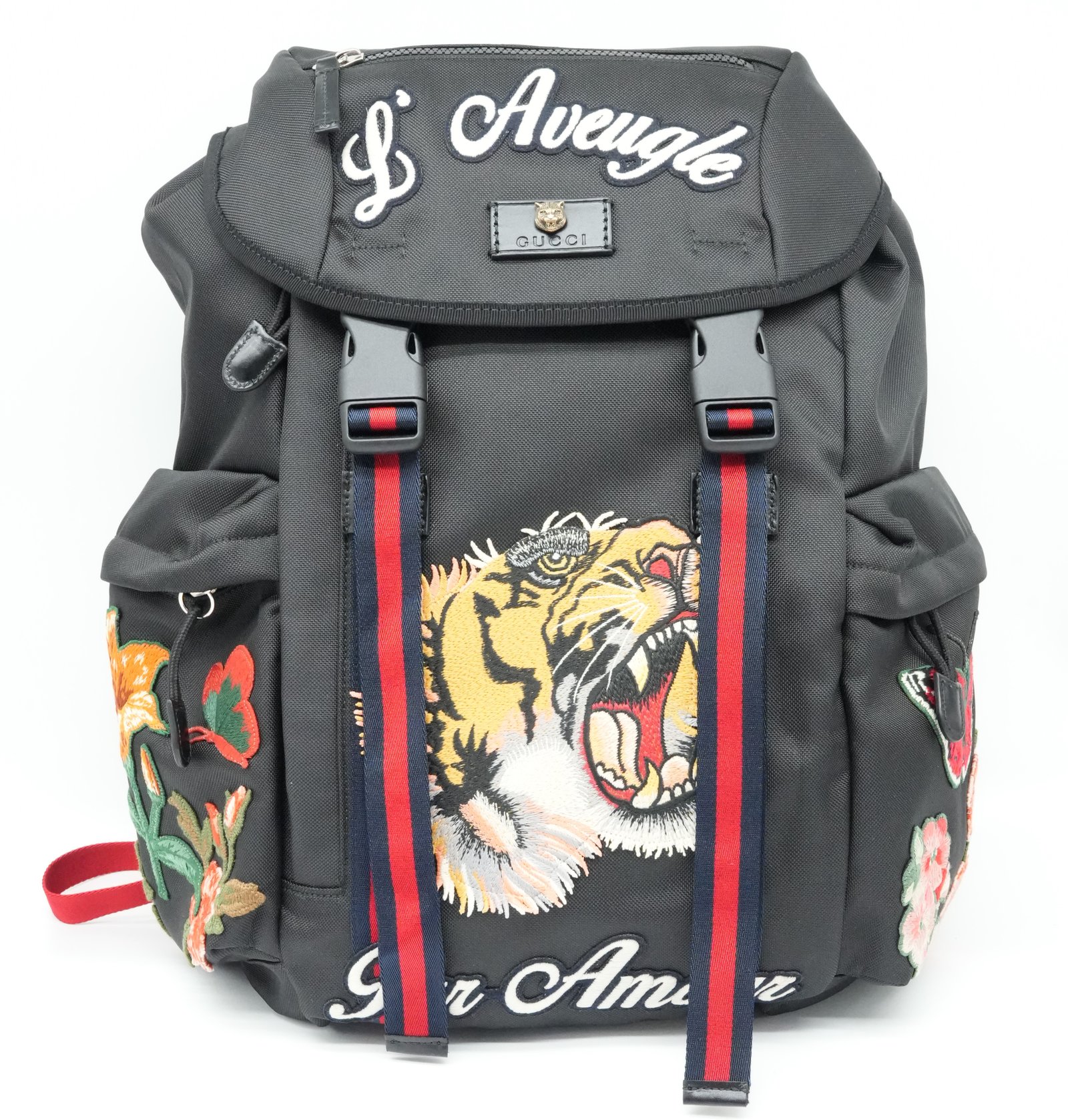 Gucci L'Aveugle Par Amour Embroidered Tiger Backpack