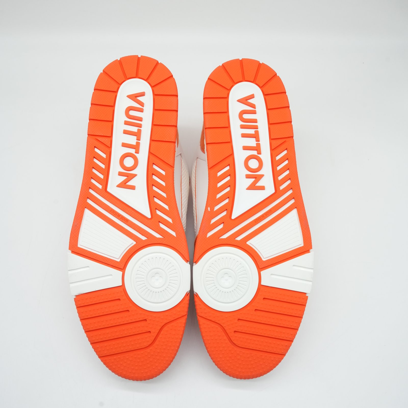 Louis vuitton Orange/White Denim and Leather LV trainer Sneakers GO-0222 Size:9 - Detail 1