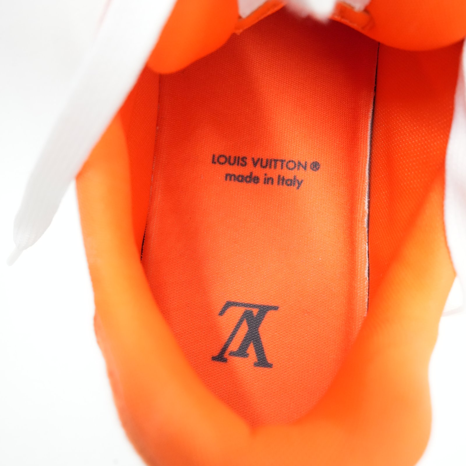 Louis vuitton Orange/White Denim and Leather LV trainer Sneakers GO-0222 Size:9 - Image 10