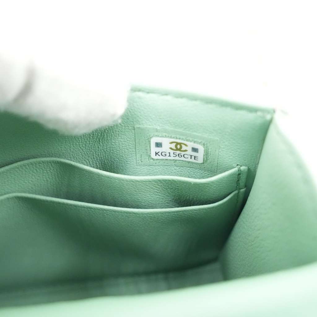 Chanel Pink & Green Lambskin Mini Matresse Top Handle Bag with Gold Hardware - Image 13