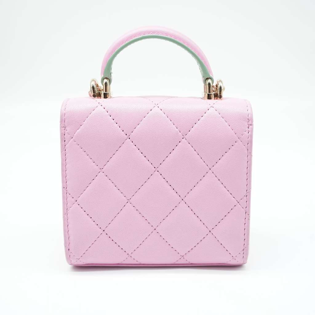 Chanel Pink & Green Lambskin Mini Matresse Top Handle Bag with Gold Hardware - Image 6