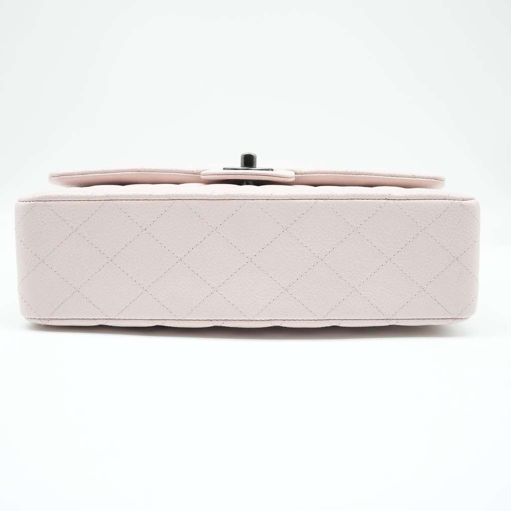 Chanel Classic Medium Flap Nude Caviar Leather Bag with Ruthenium Hardware Size 25 - Side view