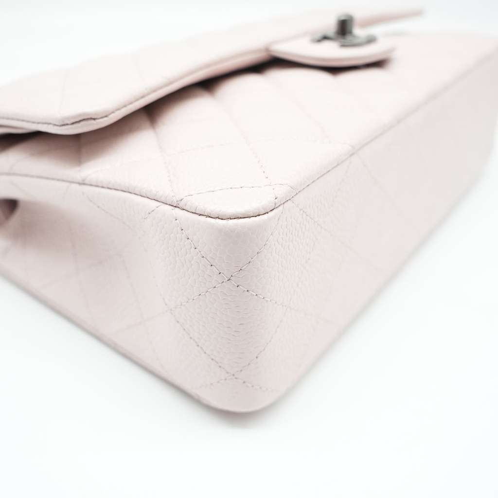 Chanel Classic Medium Flap Nude Caviar Leather Bag with Ruthenium Hardware Size 25 - Detail 1