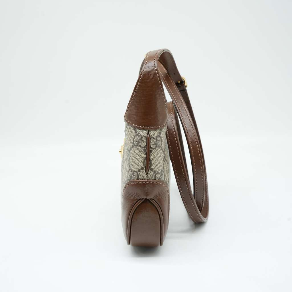 Gucci Jackie 1961 Mini Hobo Bageige Brown Canvas and Leather - Back view